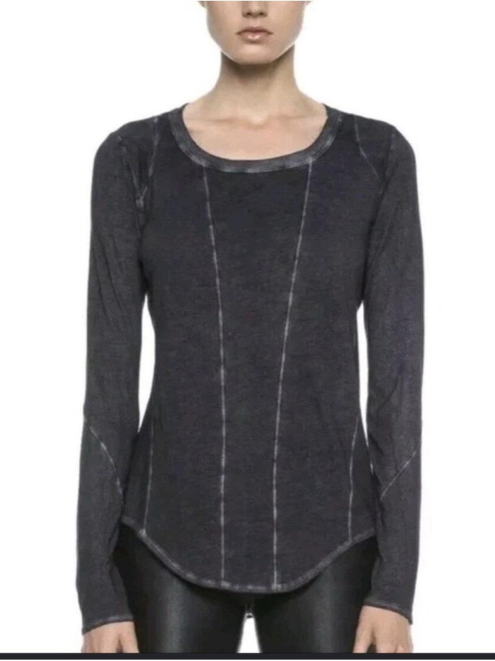 Helmut by Helmut Lang Black Washed Long-Sleeve Seam Detail Tee